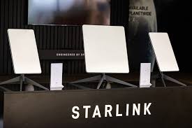 A desk with a title 'STARLINK'